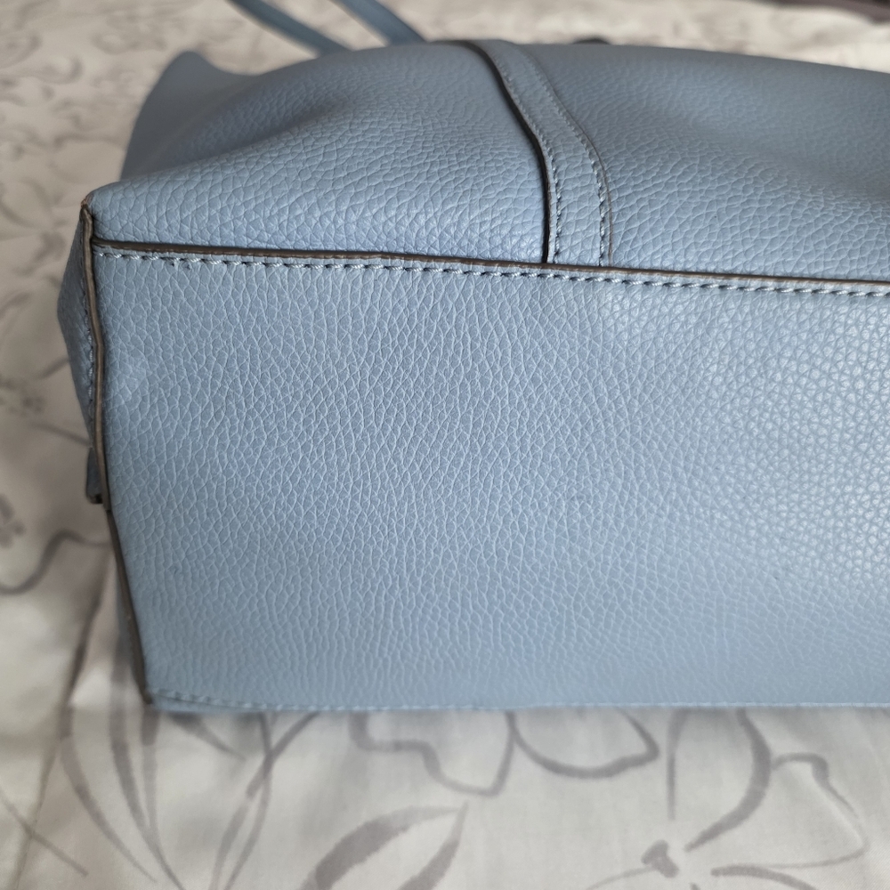 Tory Burch Light Blue Tote with Burgundy Accent - Picture 4 of 7